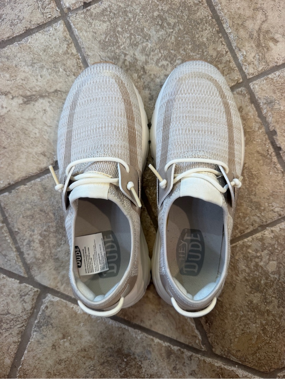 Hey Dude Women's Knit Slip-On Sneakers in Light Beige